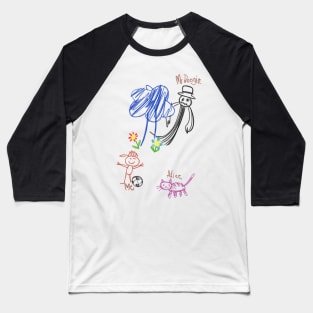 Chilling Innocence: Unsettling Artistry in Children's Creepy Drawings Baseball T-Shirt